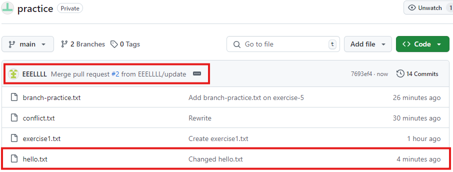 Image of GitHub showing fork merge in the commit history